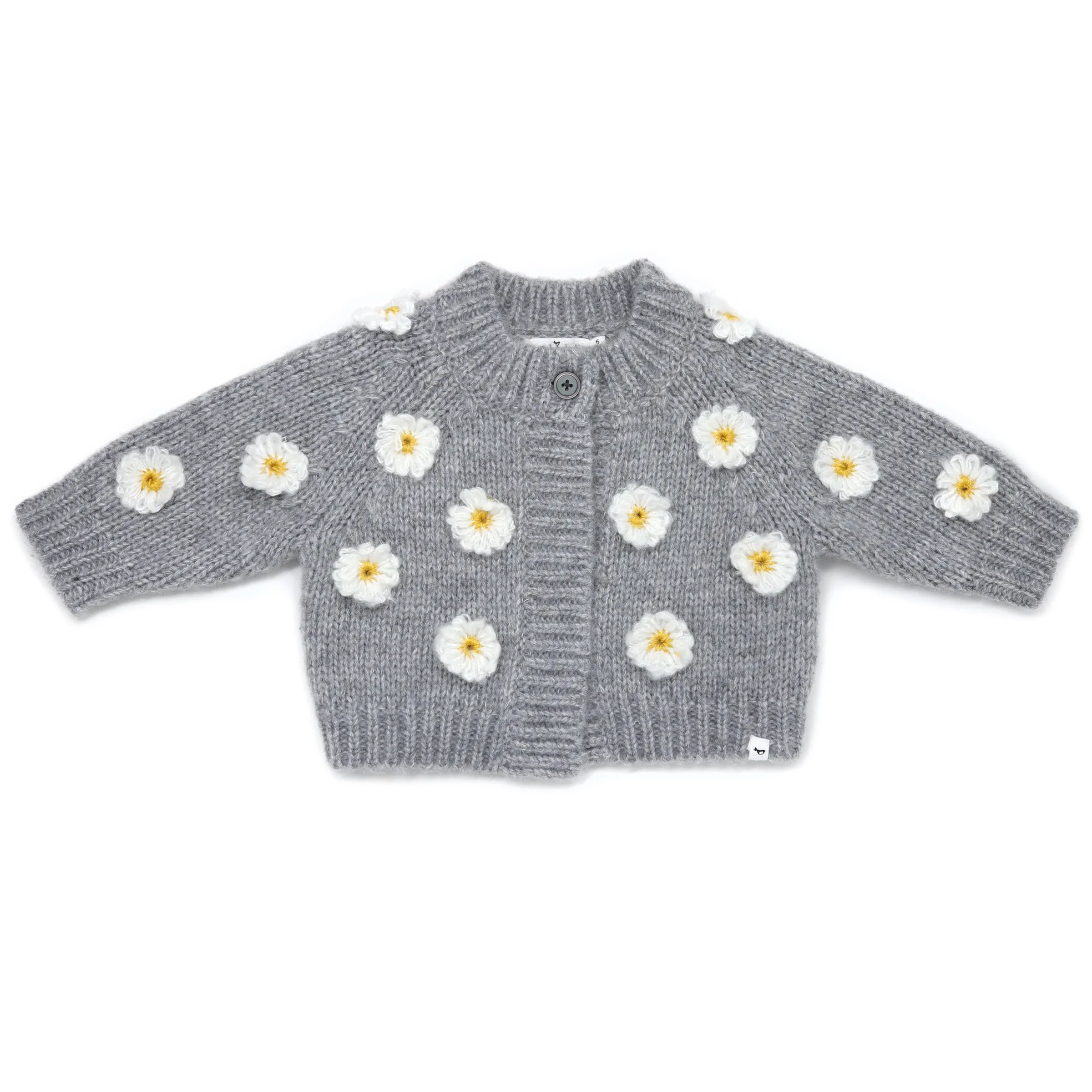 oh baby! Scandi Flower Knit Cardigan - Heather Gray