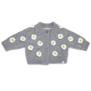 oh baby! Scandi Flower Knit Cardigan - Heather Gray