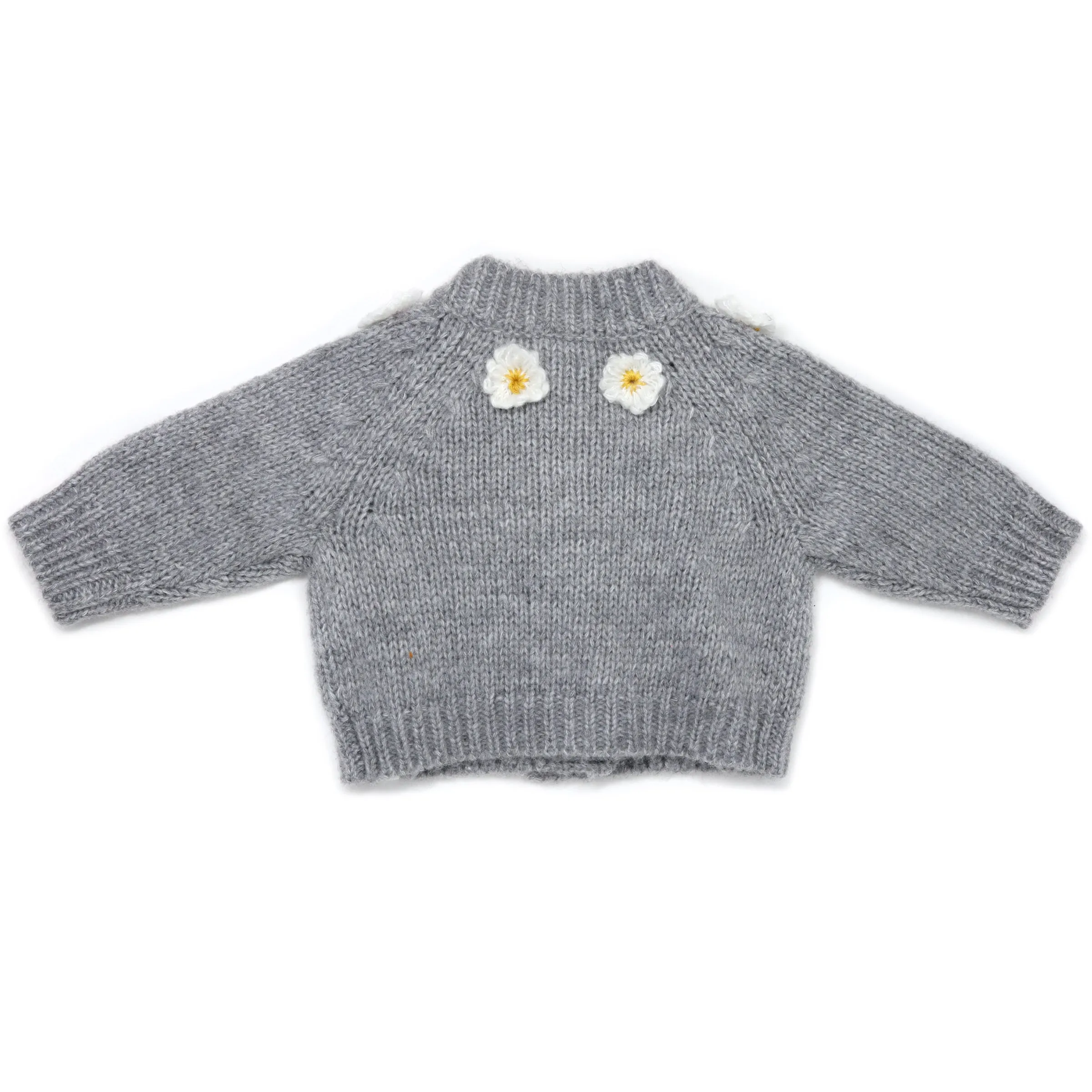 oh baby! Scandi Flower Knit Cardigan - Heather Gray