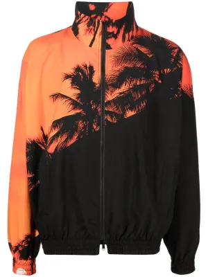 Palm-Tree Print Bomber Jacket