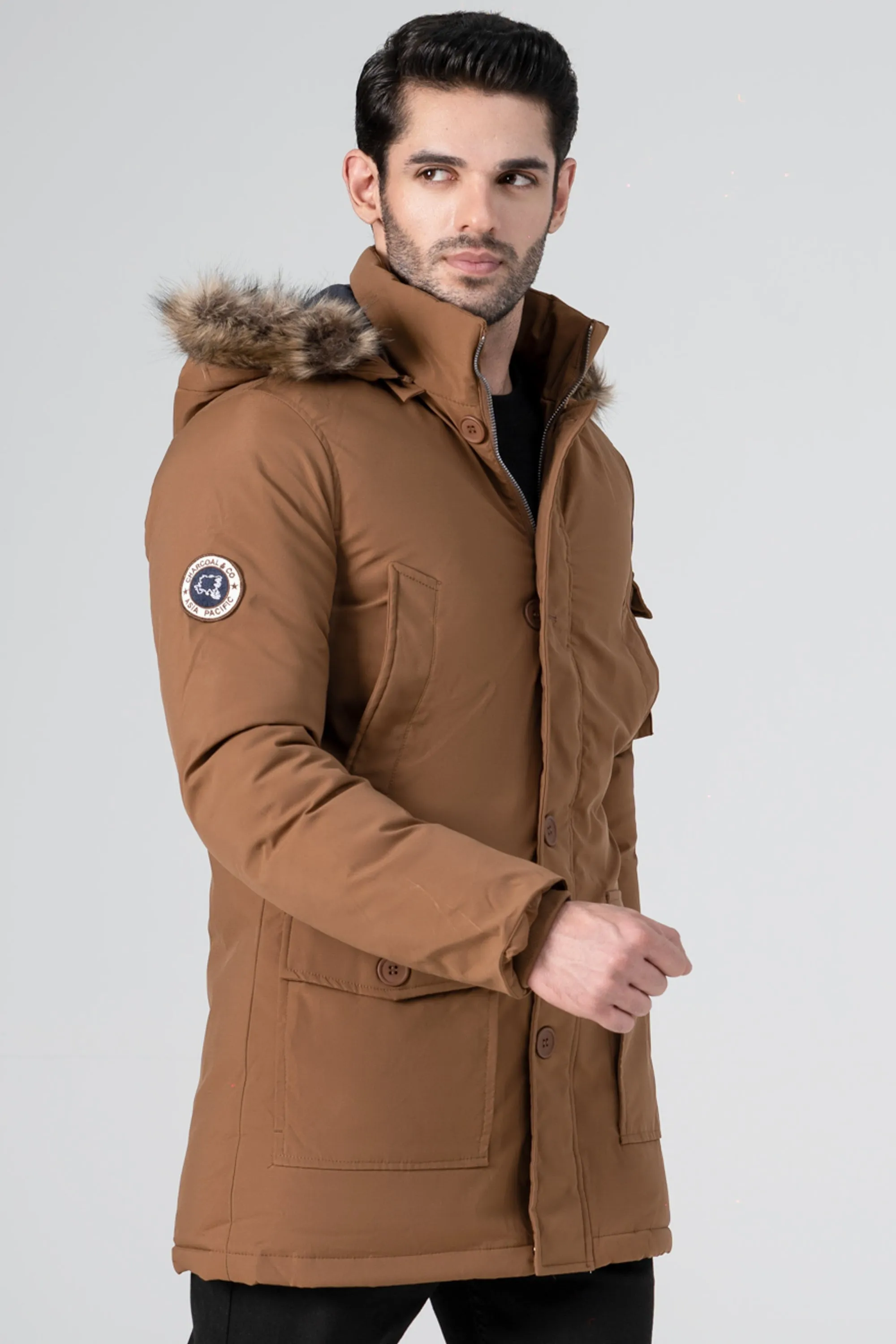 PARKA FAUX FUR JACKET BROWN