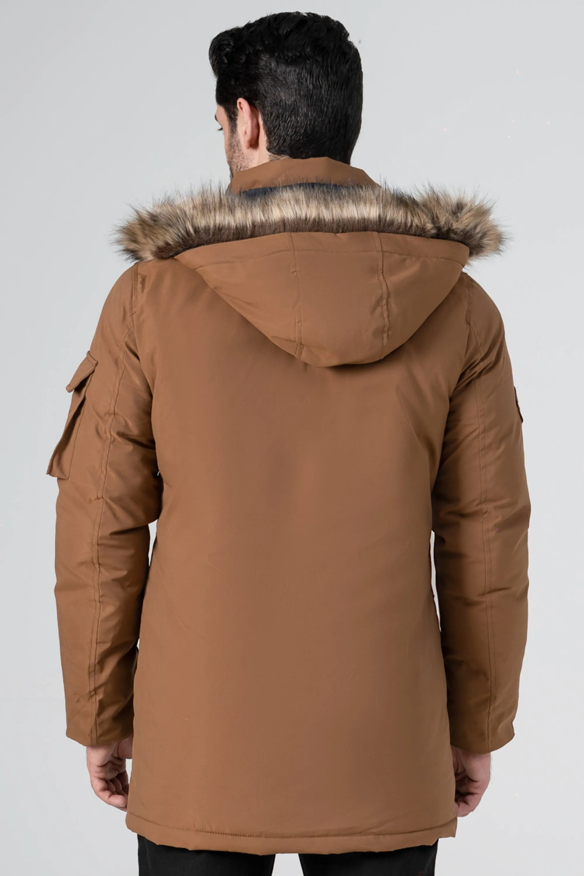 PARKA FAUX FUR JACKET BROWN