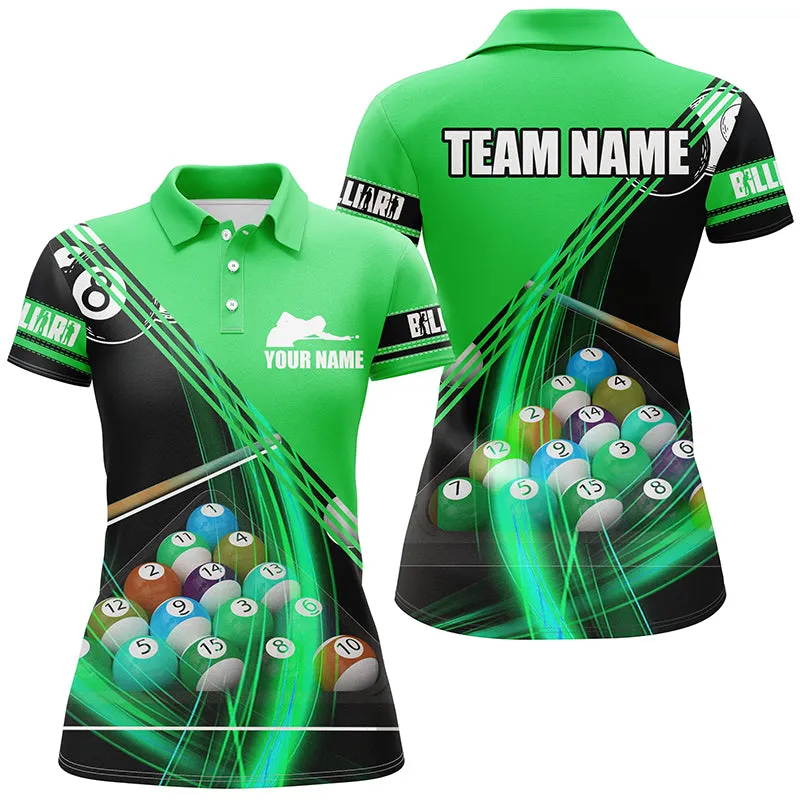 Personalized Billiard Balls Multicolor 3D Polo Shirts For Women, Gift for Billiard Lovers