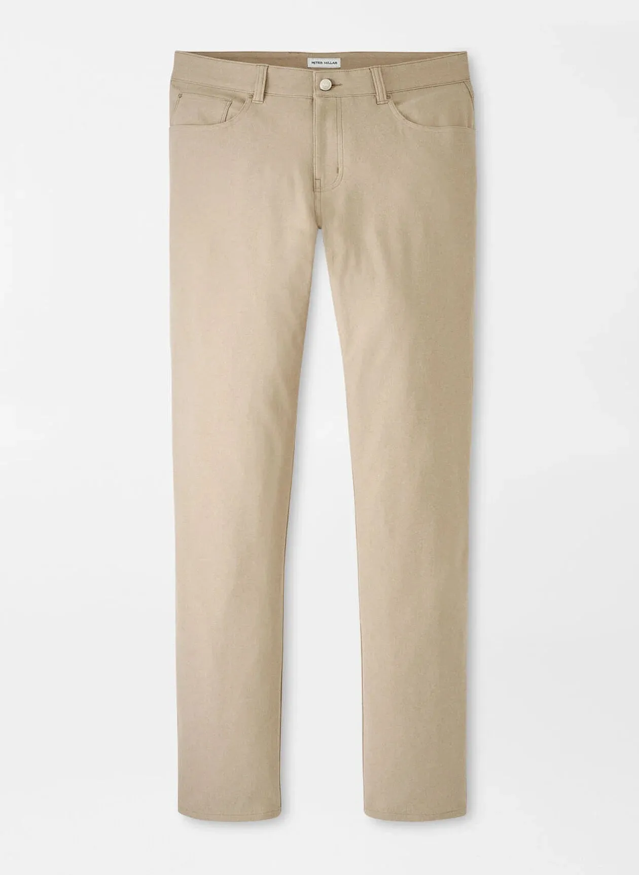 Peter Millar Brevard Performance Flannel Five-Pocket Pant In Khaki