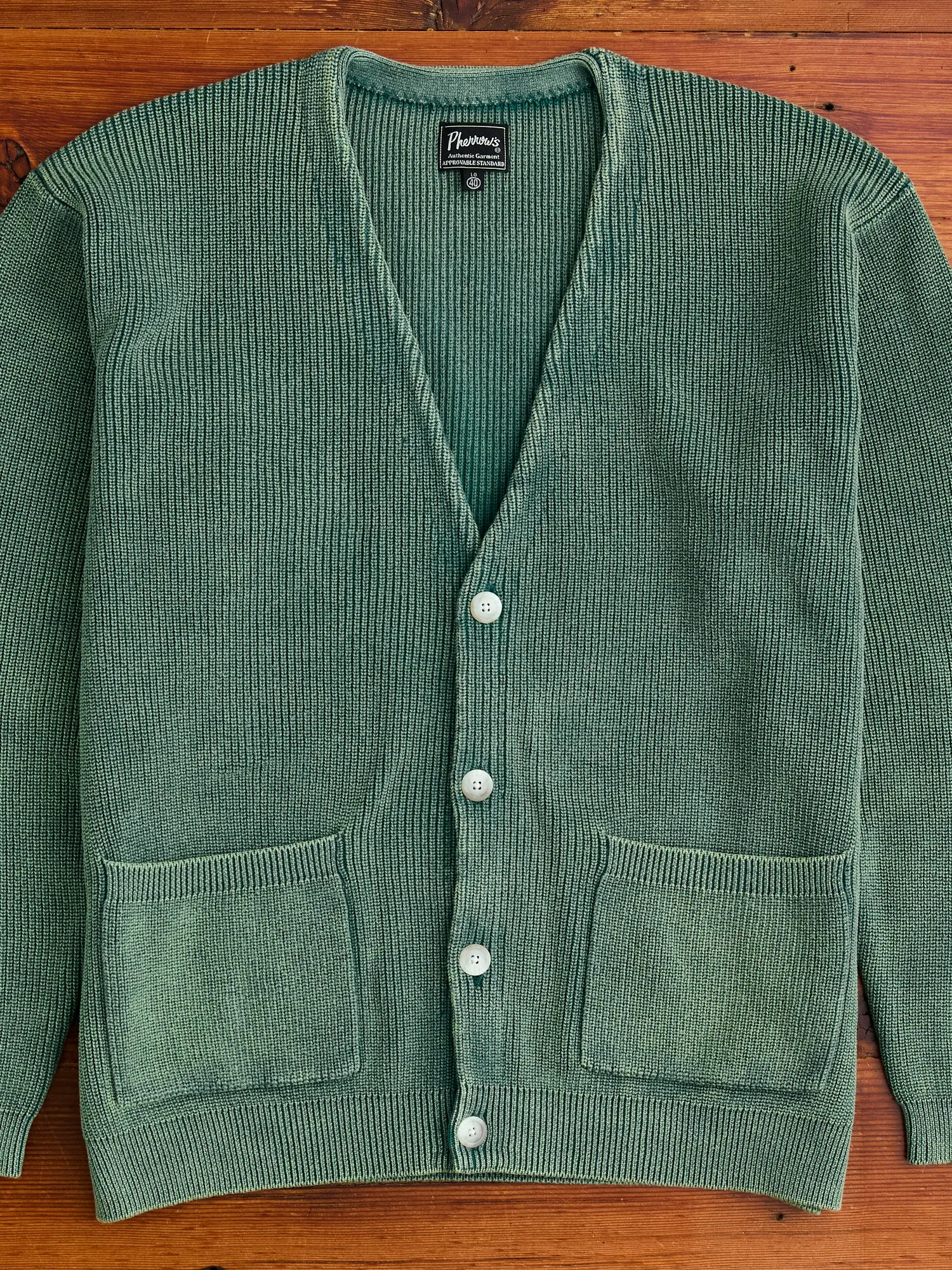 Pigment Dye Summer Cardigan in Faded Green