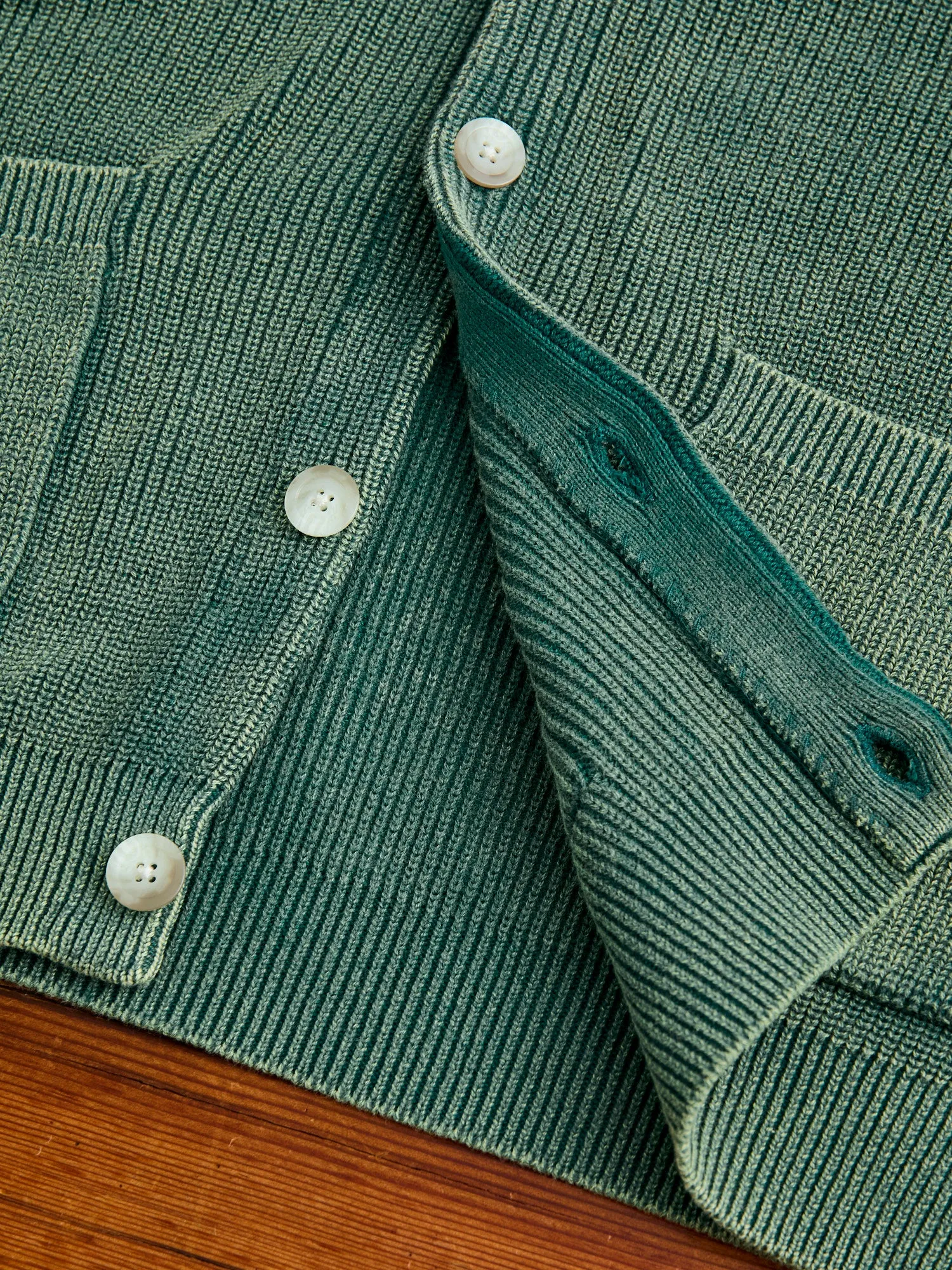 Pigment Dye Summer Cardigan in Faded Green