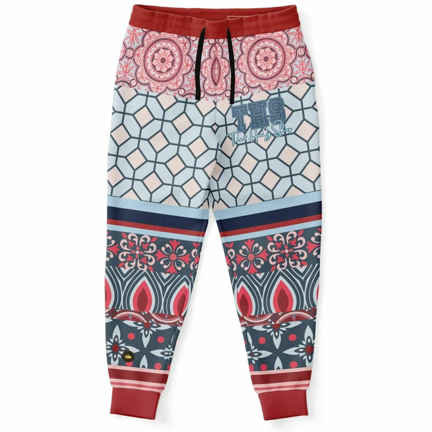 Pink Montauk Geo Patchwork Eco-Poly Unisex Joggers