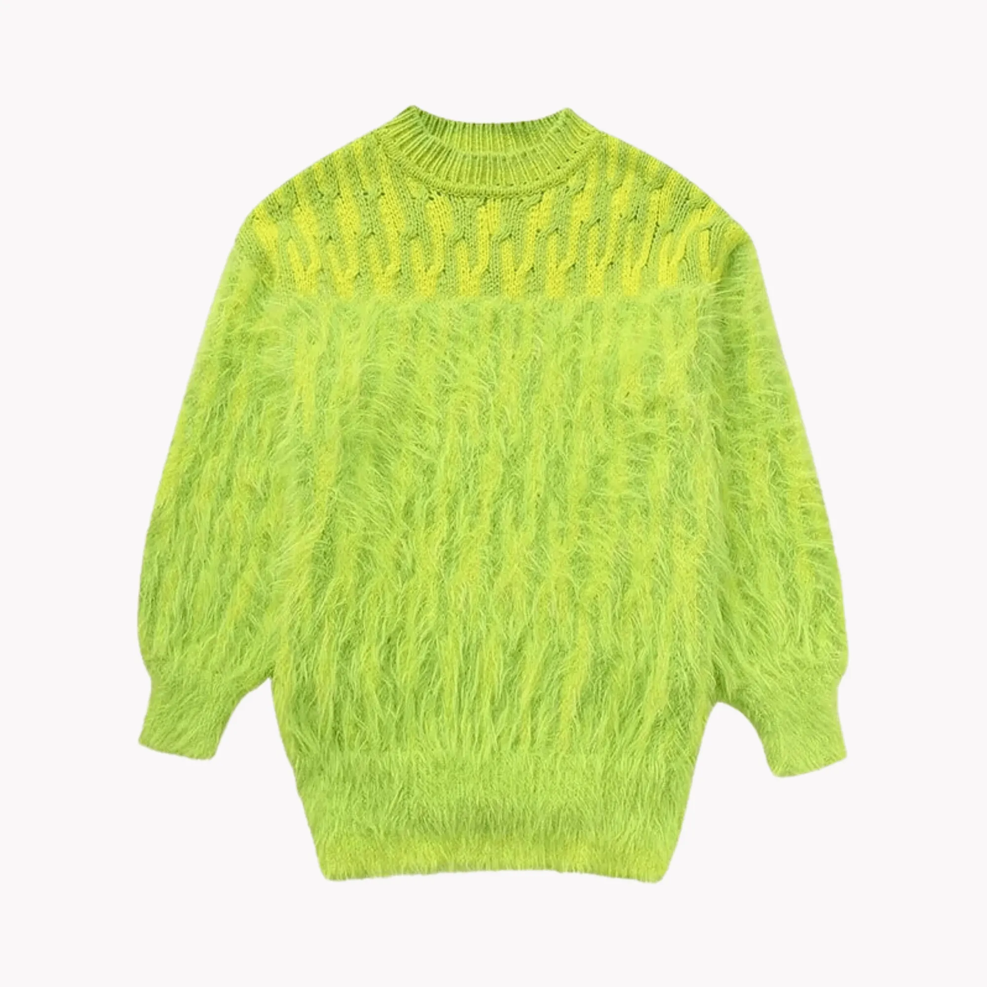 Pre Order:  Green Fluffy Cropped Knitted Sweaters