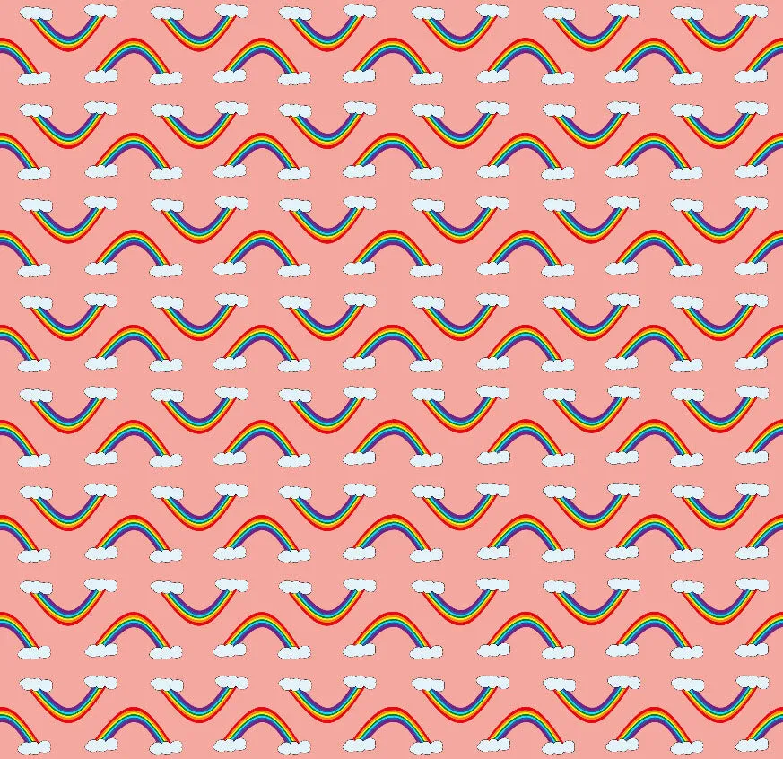 Printed double brushed knit - Rainbow - Coral