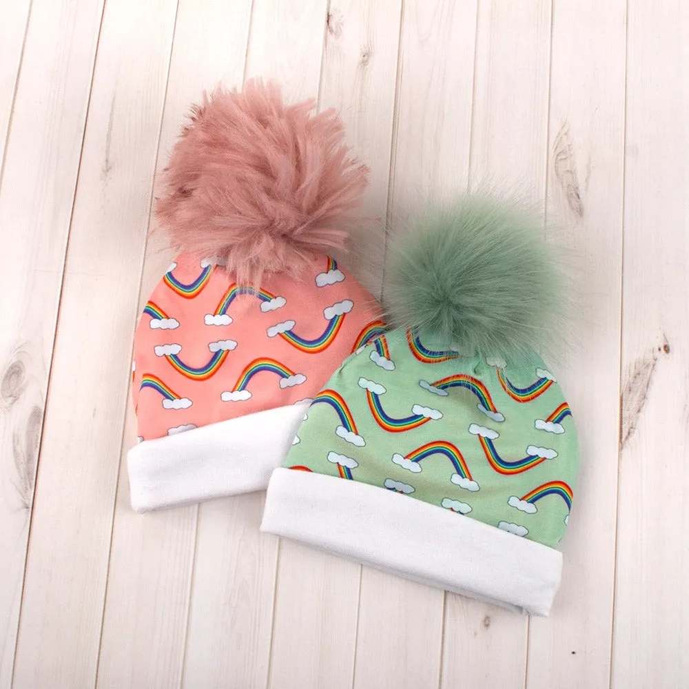 Printed double brushed knit - Rainbow - Coral