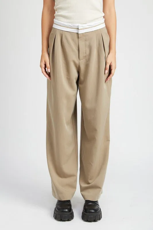 Reverse waist band tailored pants