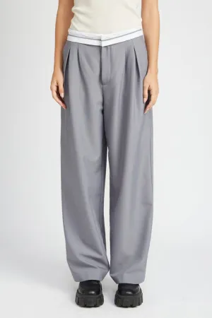 Reverse waist band tailored pants