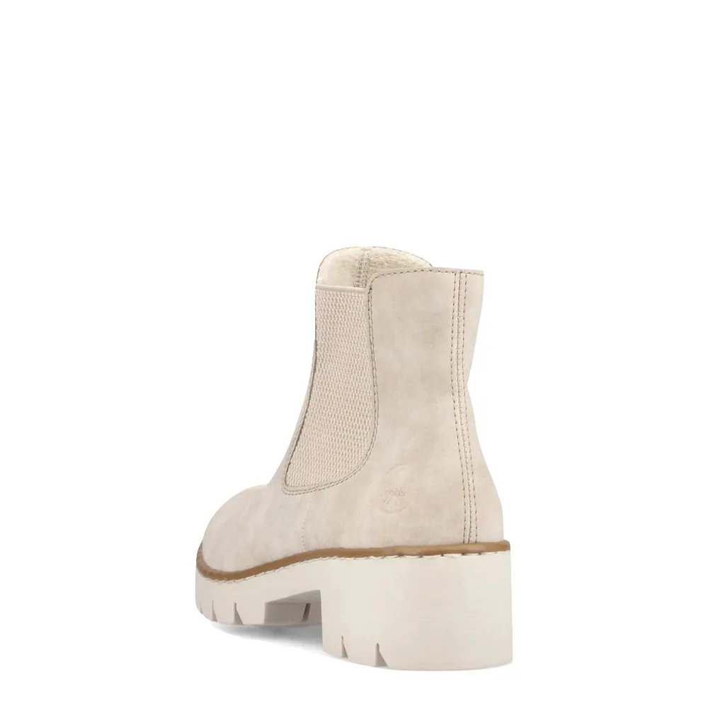 Rieker Women's Prisca 72 Side Zip Ankle Boot in Ginger Cream