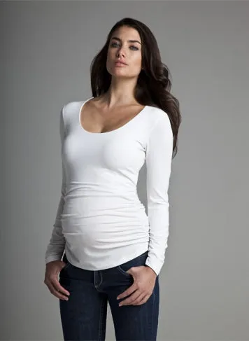 Ruched Scoop Long Sleeve Maternity Top