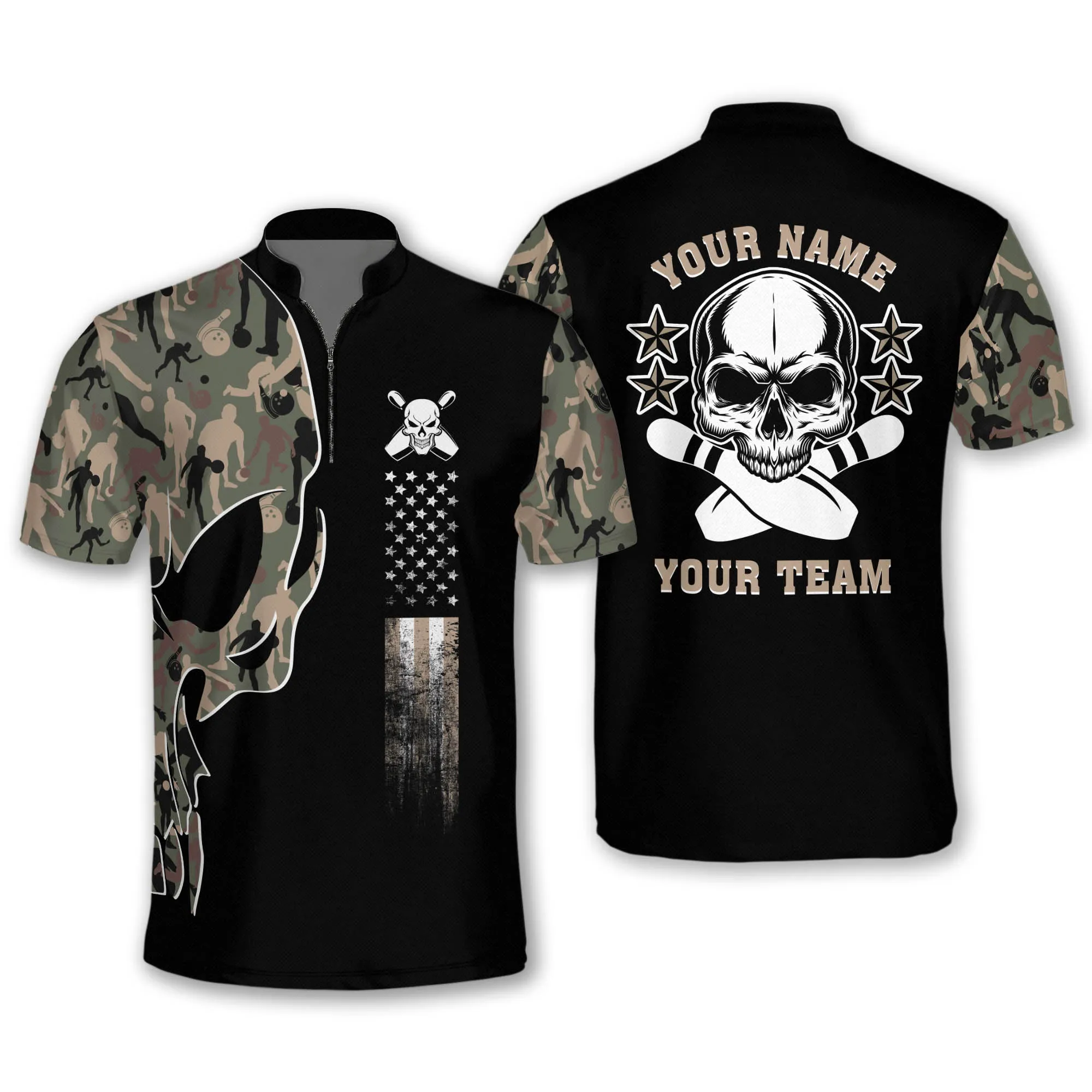 Skull Bowling League Jersey Team Shirts For Men, Idea Shirt for Team Bowling