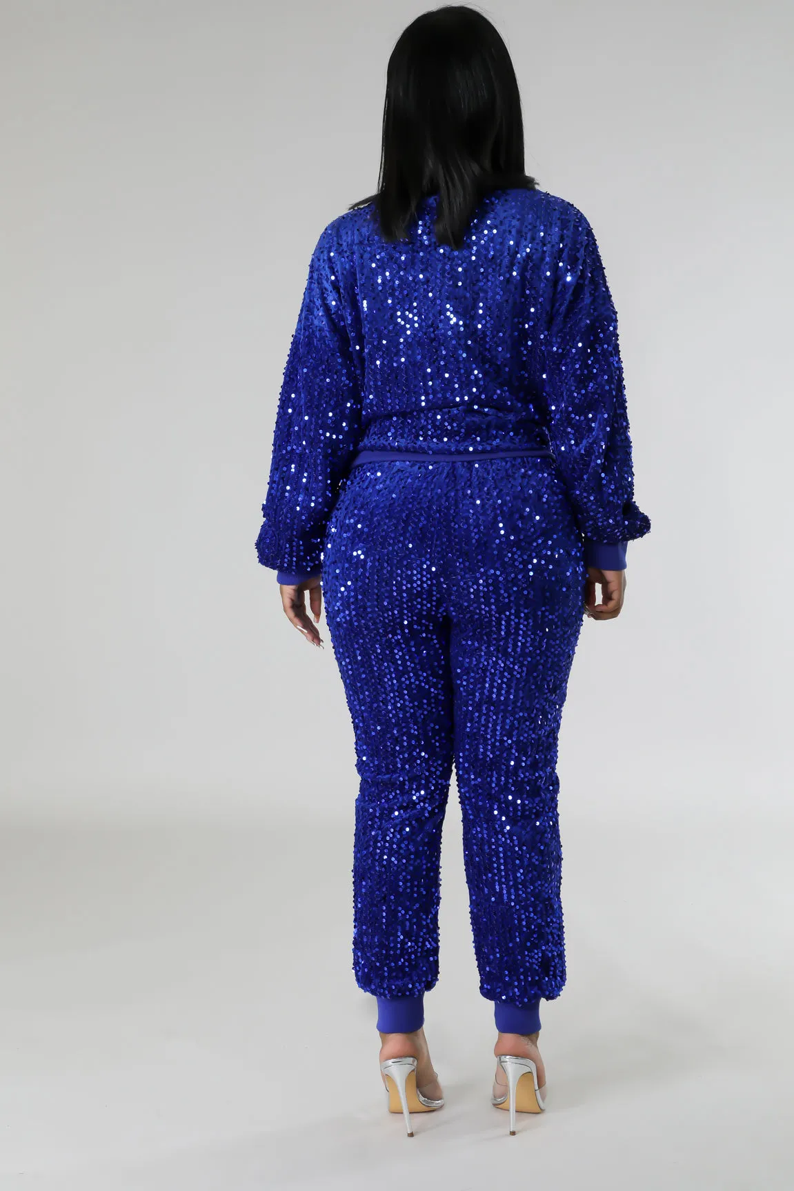 Sparkle Bright Sequin Jogger Set - White or Royal