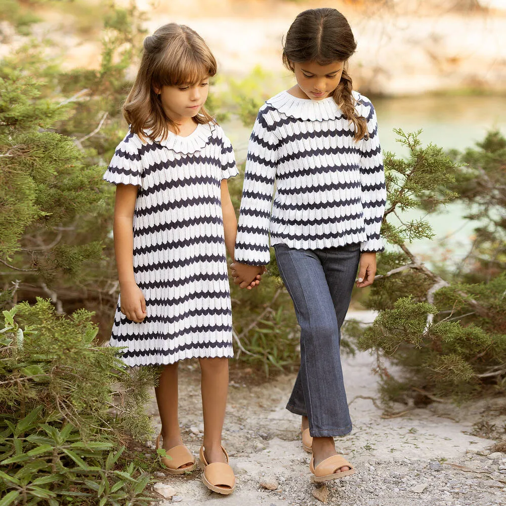 TAR Ivory Navy Knit Striped Top