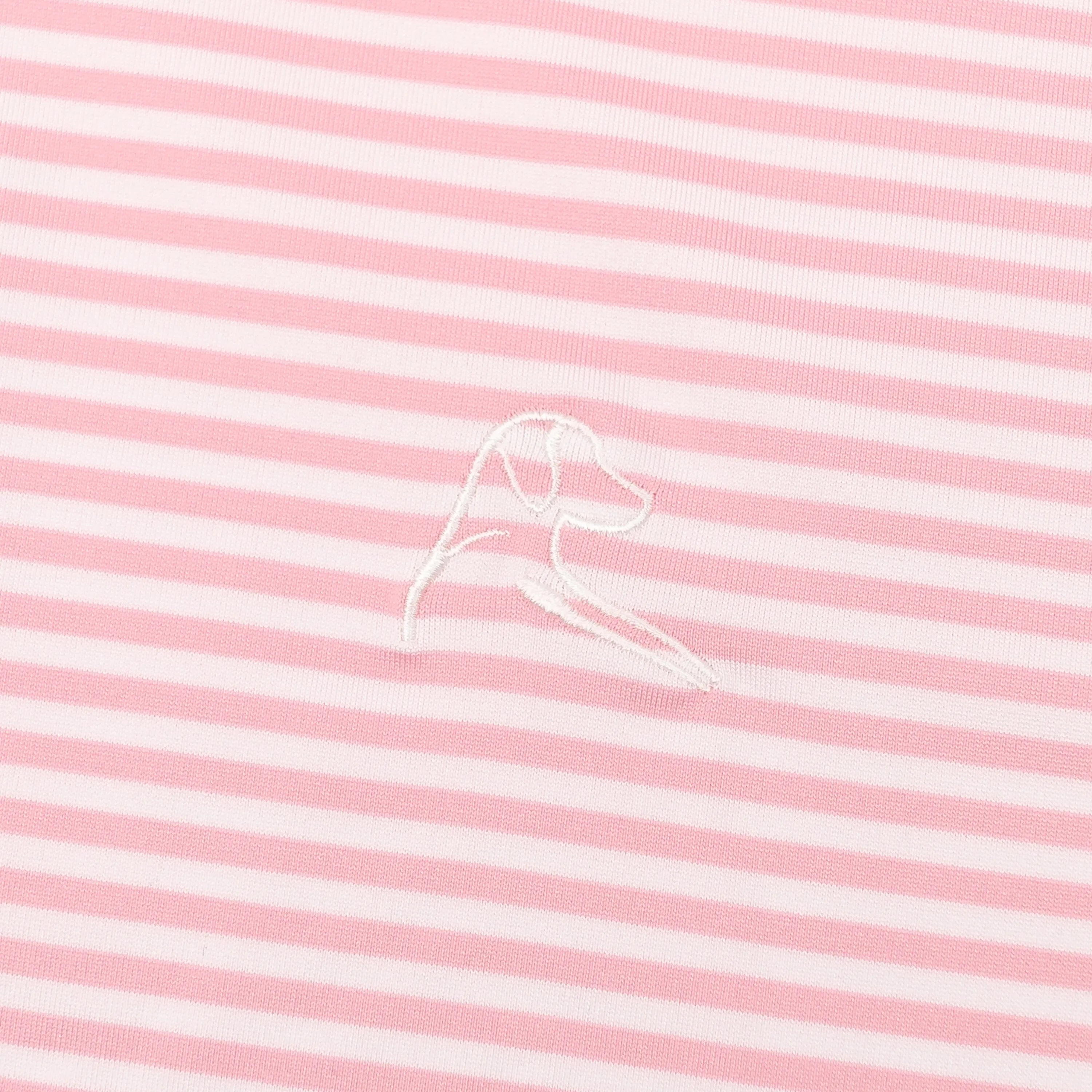 The Birdie Stripe | Performance Polo | The Birdie Stripe - Flamingo Pink/White