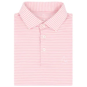 The Birdie Stripe | Performance Polo | The Birdie Stripe - Flamingo Pink/White