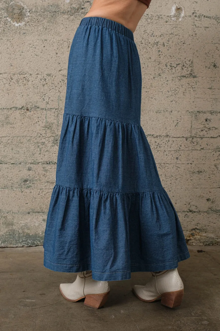 Tiered Denim Skirt