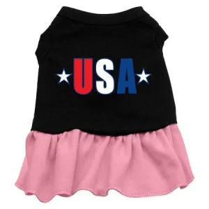 USA Star Screen Print Dress Black with Pink XXL (18)