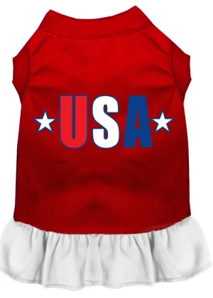 Usa Star Screen Print Dress Red With White Xs (8)