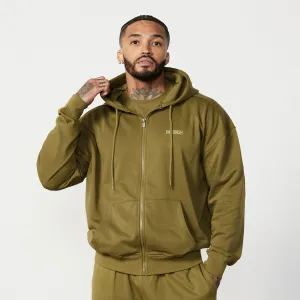 Vanquish Essential Olive Green Oversized Full Zip Hoodie