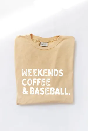 Weekends Coffee And Baseball Mineral Washed Graphic Top