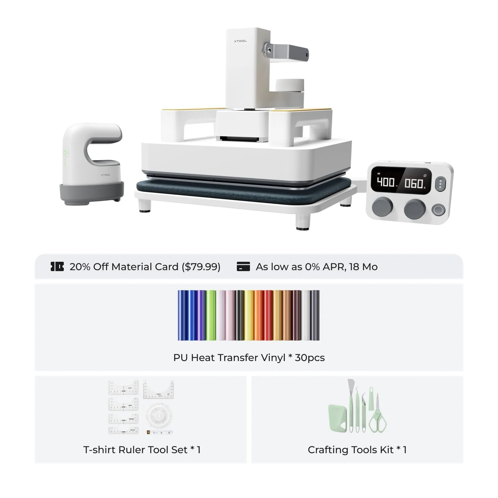 xTool Heat Press Machine for T-shirts, HTV, Sublimation and DTF Transfers